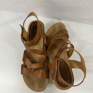 Baretraps Freesia Cognac Strappy Wedge Sandals
